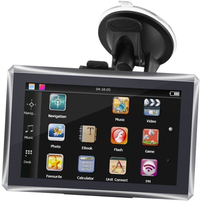 Navigateur GPS 5- écran tactile portable 128M 4GB FM Cartographie Europe