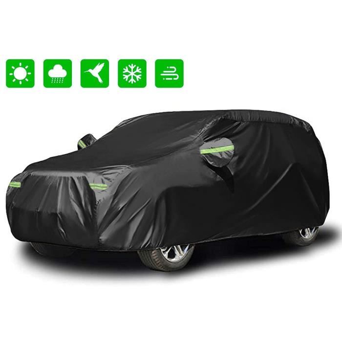 Bâche Voiture SUV Noir 480 * 180 * 150 CM Couverture Voiture Noir Anti UV Neige Poussière Housse Protection Etanche Voiture 4X4