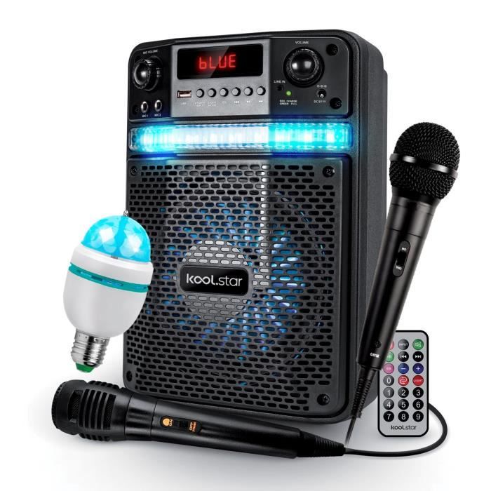 Bafle Karaoké Enfant LED ADO PARTY 400W Batterie Koolstar - 2 MICROS + APPLICATION SMARTPHONE USB/Bluetooth/RADIO FM