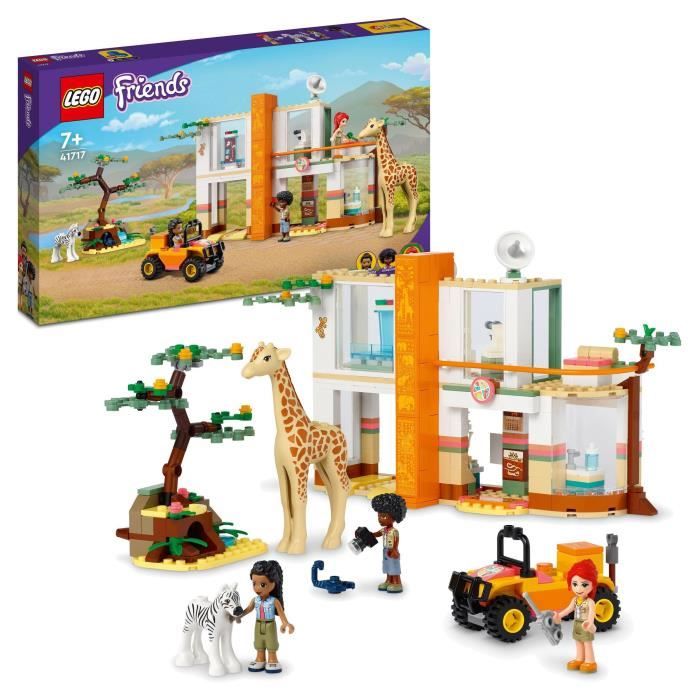 LEGO 41717 Friends Le Centre de Sauvetage de la Faune de Mia, Jouet Vétérinaire, avec Figurines d'Animaux de Safari, Enfants 7 Ans