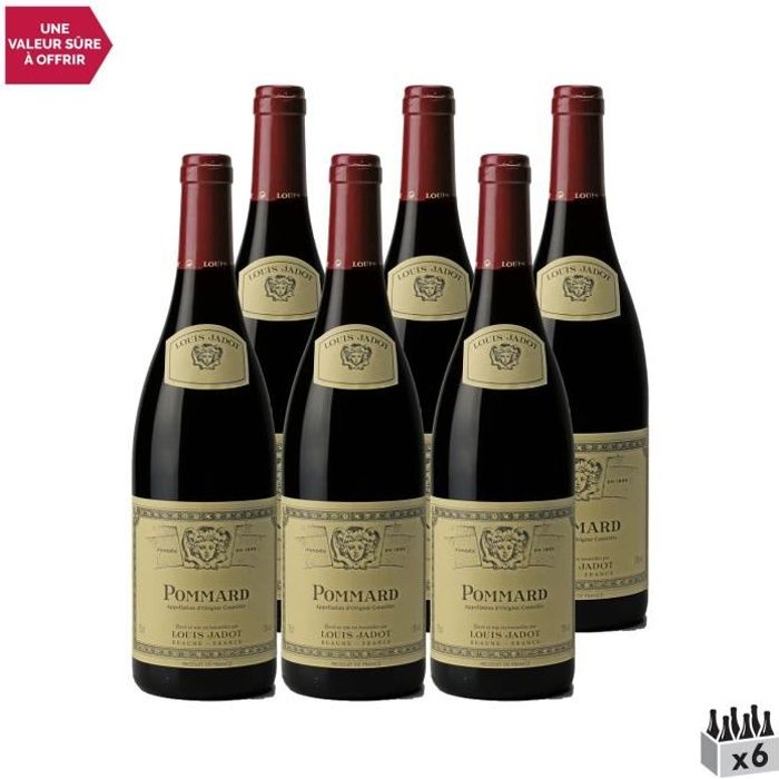 Pommard Rouge 2018 - Lot de 6x75cl - Louis Jadot - Vin AOC Rouge de Bourgogne - Cépage Pinot Noir
