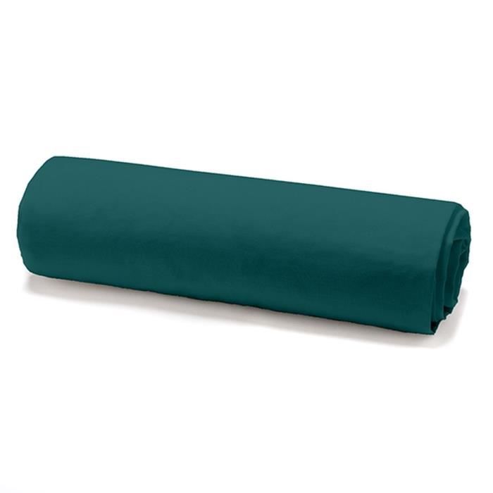 Drap housse - 100% coton 57 fils - 90 x 190 cm - Vert émeraude