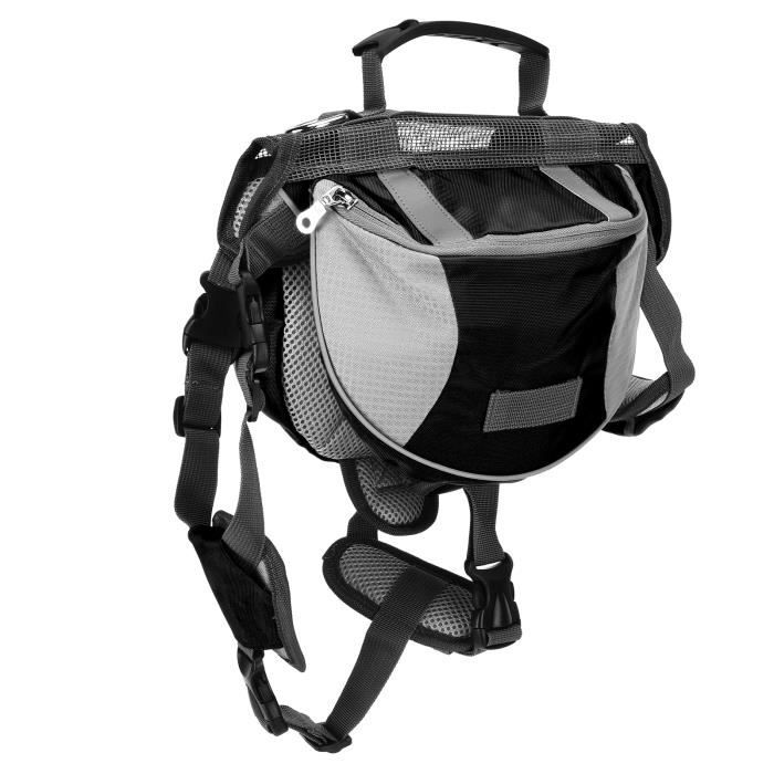 Sac de selle pour chien Sac à dos réglable pour chien de voyage avec poches latérales pour petits chiens de taille moyenne (no ZR004