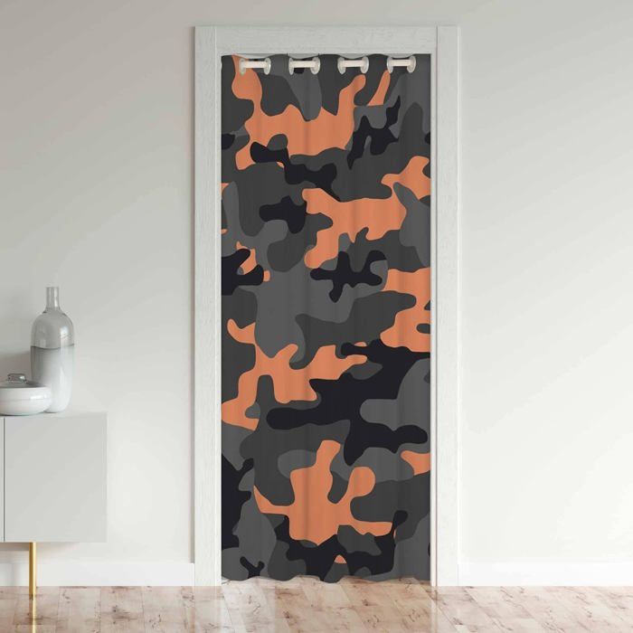 Rideau De Porte Imprimé Thème Pompiers - 86x203cm (autres Tailles Dispo) - Tissu Velours Polyester - Pour Chambre, Salon, Porte