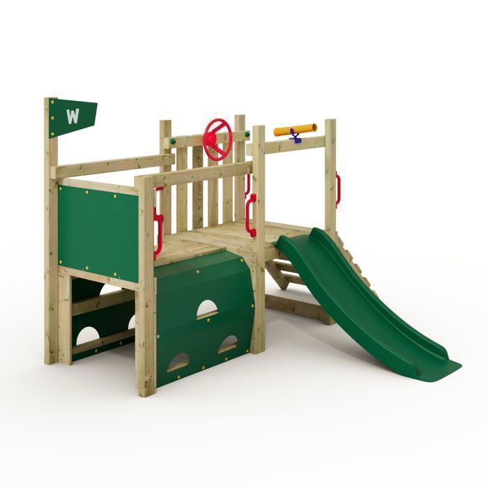 Tour de jeux WICKEY My First Fort 2 pour tout-petits avec toboggan 120 cm vert – 10 ans de garantie*