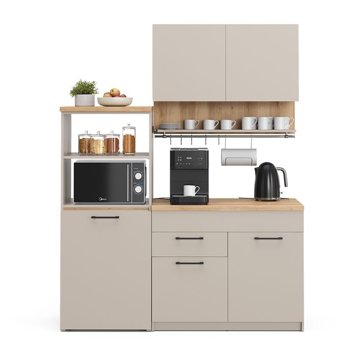 Cuisine Egbert 160cm avec table extensible Grège/Chêne de force doré Vicco 49527