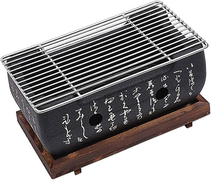 Mini Barbecue Japonais Au Charbon De Bois - Gril De Table Portable 16,5x14,5 Cm - Pour Balcon, Jardin, Camping