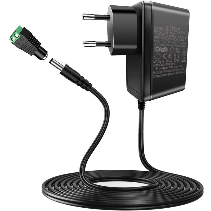 24W Adaptateur Secteur Universel AC à DC 12V 2A Transformateur  d'alimentation pour Bandes LED,Routeur,Caméra