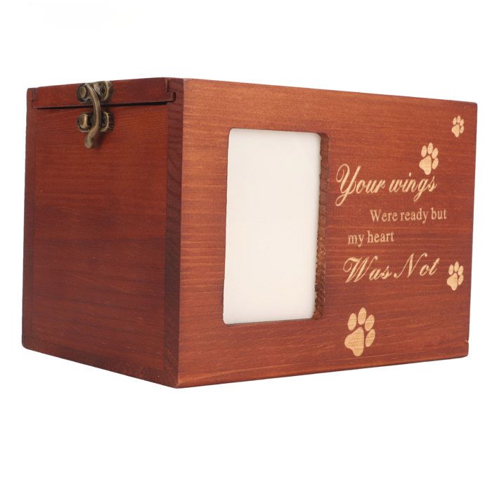 Meilleurs prix pour Boîte urne en bois pour animaux de compagnie avec cadre photo Cercueil commémoratif en bois pour cendres danimaux de compagnie