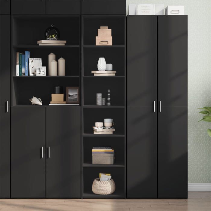 SALE 2025Armoire haute vitrine - Bibliothèque Buffet haut - noir 45x41x185 cm - bois dingénierie 36 8 Kg 1712