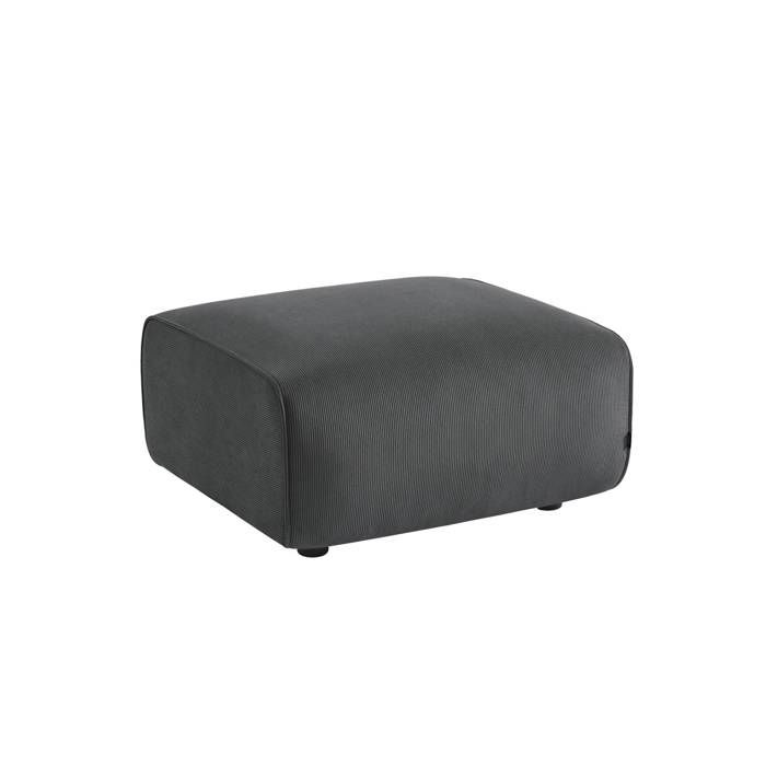 Pouf. module pour canapé. repose-pieds pour canapé 2 places en velours côtelé gris foncé. L 76 x P 70 x H 41cm - Wallas