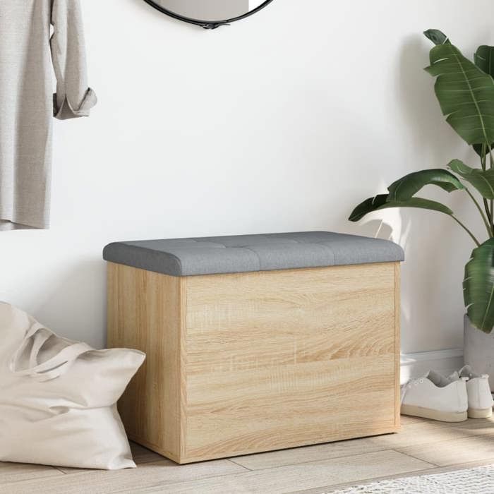 SALE dhiver Banc de rangement - SOLOMON - Meuble de couloir - Chêne Sonoma 62x42x45 cm - Bois dingénierie bb254