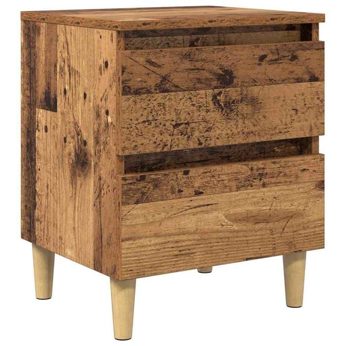 Table de nuit rustique - vidaXL - Bois ancien - Bois dingénierie - 40x35x50 cm - Avec tiroir - Design industriel