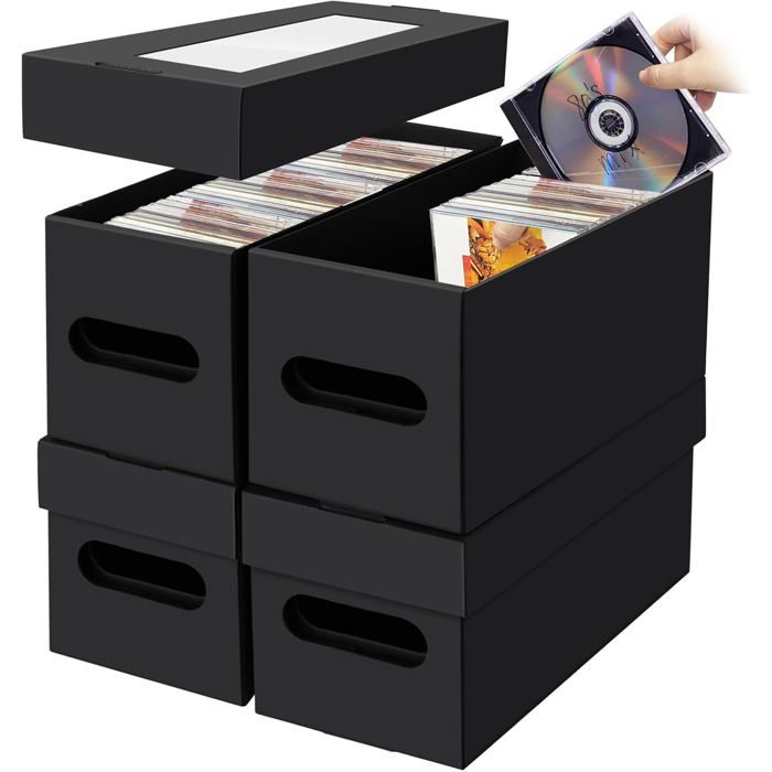 Lot De 4 Boîtes De Rangement Cd À Avec Lucarne Transparente,Rangement ...
