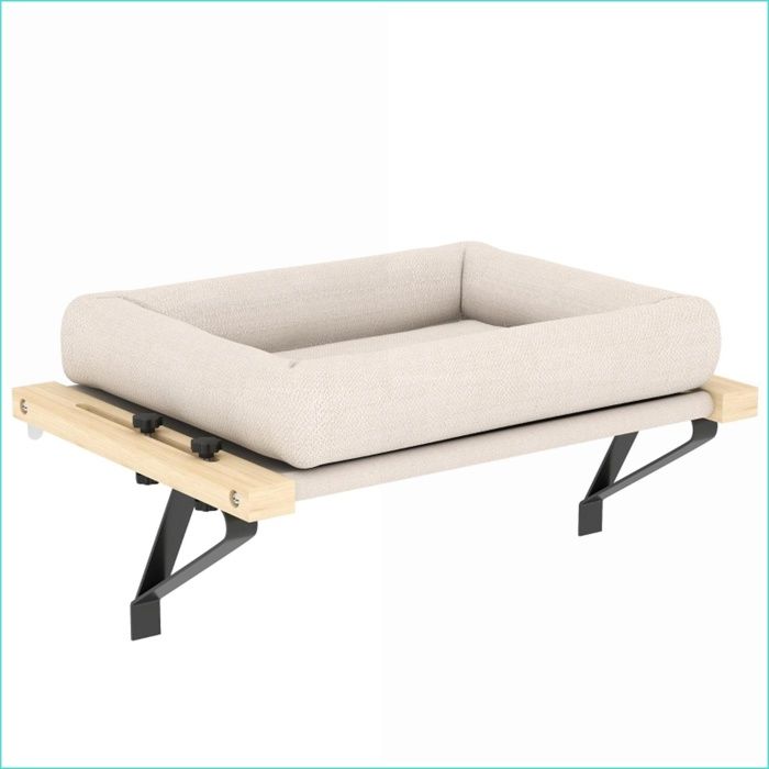 Lit pour Chat - Suspension Fenêtre/Chauffage - Cadre Bois - Kissen Lavable - Blanc Crème