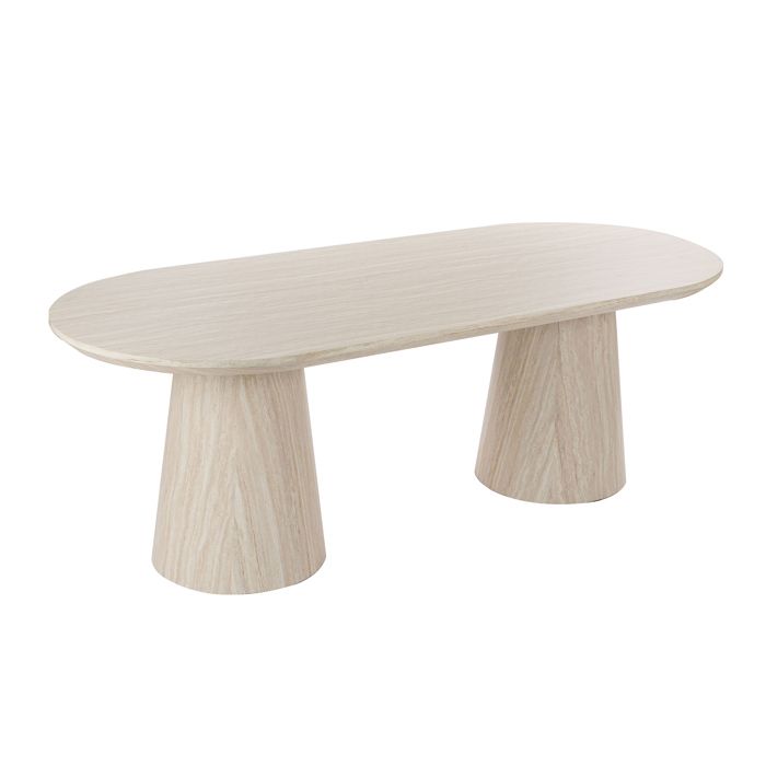 ENAYA - Table à manger ovale couleur bois clair 220 cm