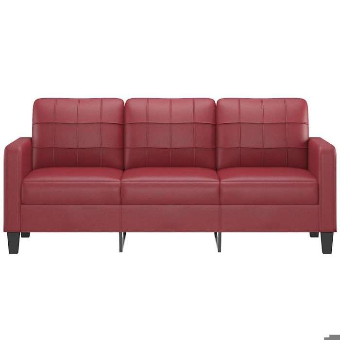Rouge SOFA - PHSH - Canapé avec 3 places - contemporain - Rouge bordeaux 180 cm Similicuir C1528
