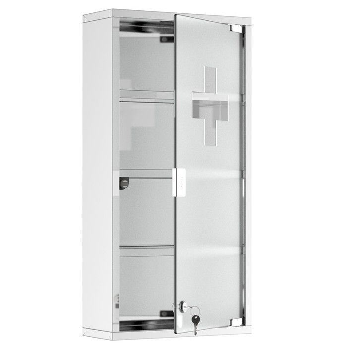 Armoire à pharmacie 30x12x60 cm armoire de premiers secours avec serrure acier inoxydable