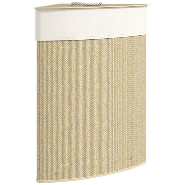 Panier à linge - HOMCOM - 55L avec sac amovible et lavable couvercle poignée - bambou - 35x35x60cm - naturel