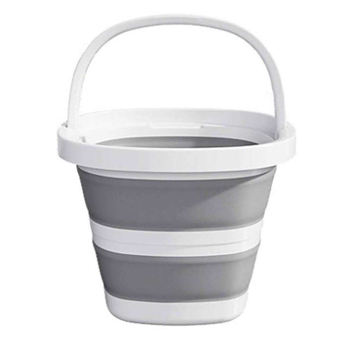 Seau pliable 10L seau de voyage portable Avec poignée Indéformabilité à haute température Corps du canon épaissi Polyvalent gris