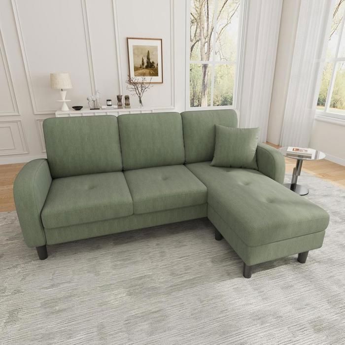 Canapé dangle - KOMHTOM - Canapé dangle modulable - 166x118x77 cm - Vert - Méridienne réversible Canapé dangle - KOMHTOM - Canapé dangle modulable - 166x118x77 cm - Vert - Méridienne réversible