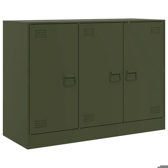 Buffet(1 pc) Commode Vaisselier Meuble Rangement vert olive 99x39x73 cm acier B8324