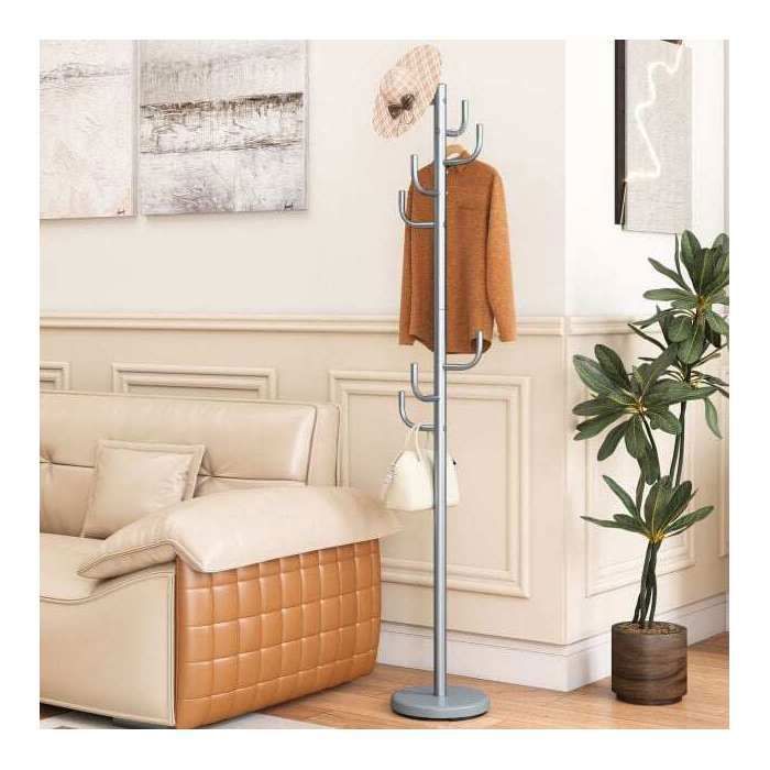Porte-manteau sur pied cactus design 175 cm 8 crochets hauteur réglable base lestée meuble entrée vestiaire déco original