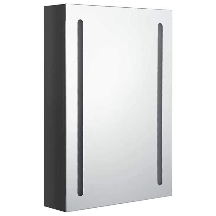 Armoire de salle de bain à miroir LED noir brillant - vidaXL - 50x13x70cm - Capacité 10 kg - 3 étagères - Espace de rangement 542719