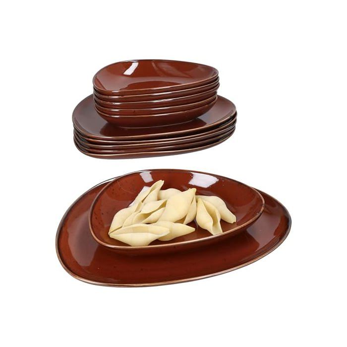Service de table - MAMBOCAT - Marron Taste - 12 pièces - Porcelaine - 6 assiettes creuses 400 ml Service de table - MAMBOCAT - Marron Taste - 12 pièces - Porcelaine - 6 assiettes creuses 400 ml