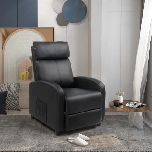 fauteuil relaxation massage inclinable avec des angles de dossier et de repose-pieds réglables,noir,97 x 64 x 105 cm