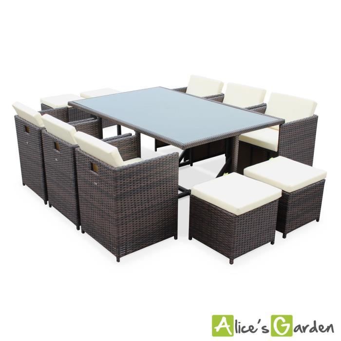 Salon De Jardin Vasto Chocolat Table En Resine Tressee 6 A 10