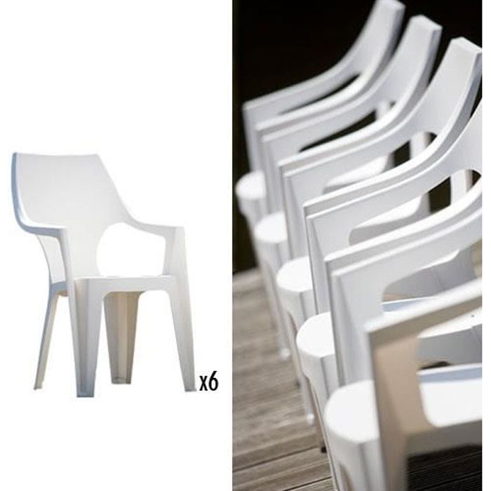 Lot De 6 Fauteuils Coloris Blanc Allibert Achat Vente Fauteuil