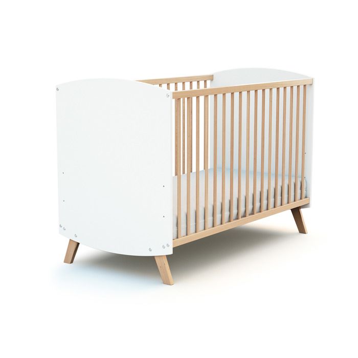 AT4 - Lit bébé en bois 60 x 120 cm SCANDINAVE Blanc et Hêtre Blanc - 60x120 AT4 - Lit bébé en bois 60 x 120 cm SCANDINAVE Blanc et Hêtre Blanc - 60x120