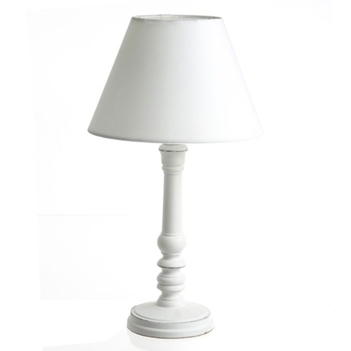 Atmosphera - Lampe Bois - H. 36 cm - Blanc