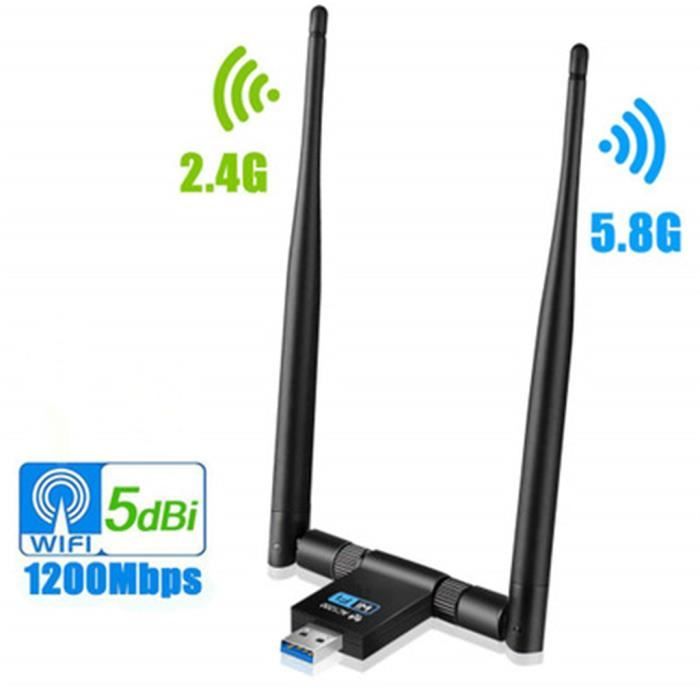 Adaptateur réseau WiFi USB sans fil 1200Mbps Dual Band 2.4 - 5.8Ghz antenne  Récepteur_C1239 - Prix pas cher - Cdiscount