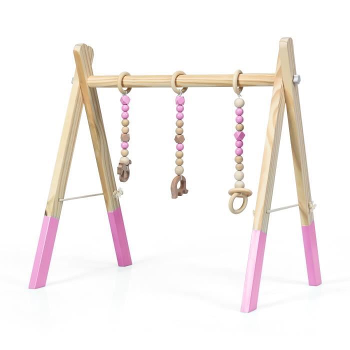 Giantex Portique D Activite De Bebe En Bois Portique D Eveil Pliable A 3 Pendentif Amovible Exercice De Coordination Pour Salon Cdiscount Jeux Jouets