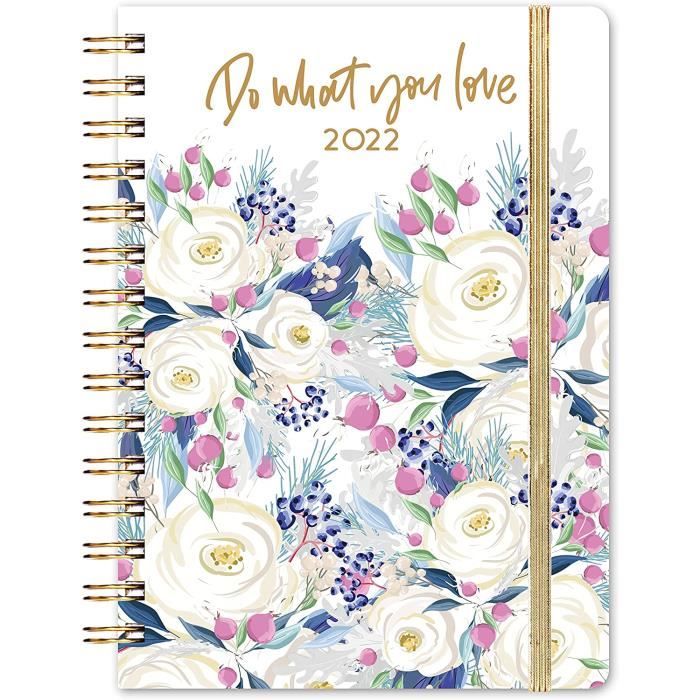 Agenda Semainier Horizontal 2022 – Spirale, Polypropylène – Janvier à Décembre, Format Bureau