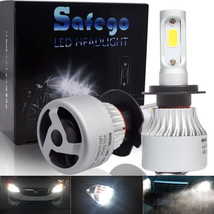 Safego 2x H7 LED Ampoules Phare Kit de conversion de Rechange Auto Véhicule  Conduire Lampe Feux Lumiere Pour Voiture Automobile 12V - Cdiscount Auto