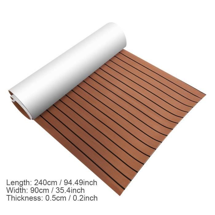 Tapis De Sol Pour Bateau/yacht En EVA Antidérapant - 240x90x0.6 Cm Marron - Revêtement Autocollant Facile à Installer Et à Nettoyer - 5