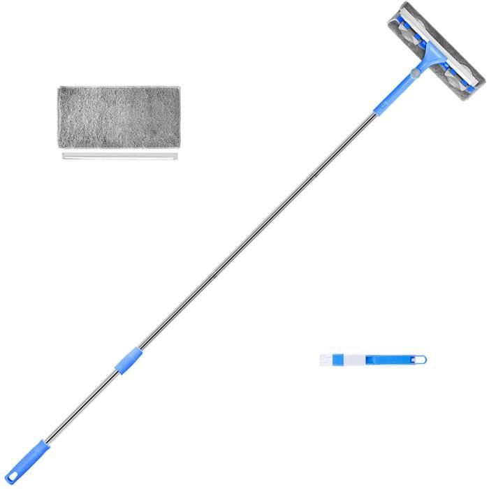 Perche Extensible DGPOAD Balai Lave Vitre 2 En 1 Perche Téléscopique Pour Kit Nettoyage Voiture / 1.4m/4.6ft Balai Avec Housse Microfibre & Raclette Intégrée 