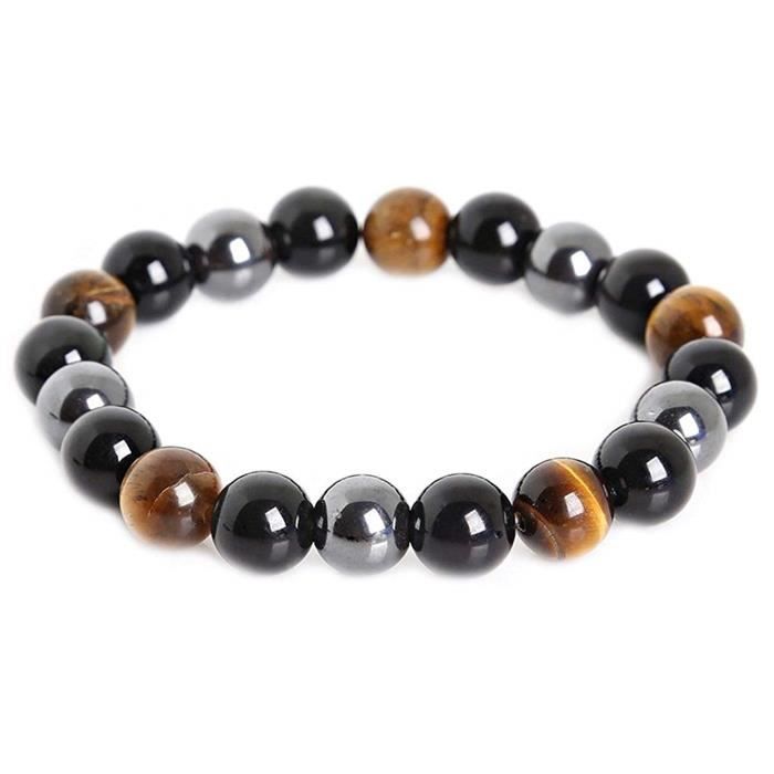 Bracelet - SOBZK - Craze - Triple Bracelet - Hématite - Obsidienne noire - Œil de tigre