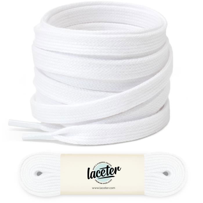 Lacets plats blanc 150 cm Largeur 8mm Lacet blanc pour basket