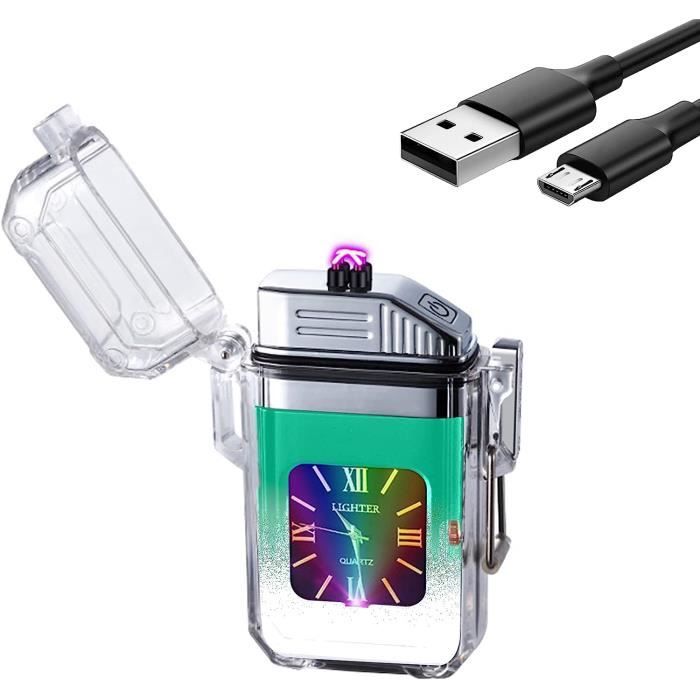 Briquets électriques à double Arc, étanches et coupe-vent, multifonctions, Plasma, Rechargeable par USB, lumière d'ambiance de rêve à haute luminosité  15
