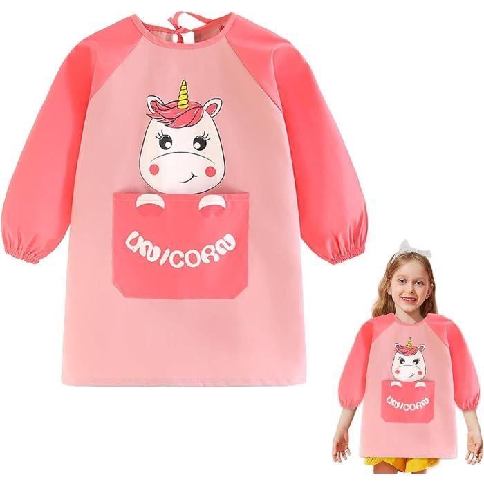 Tablier De Peinture Imperméable Pour Enfants 2-8 Ans - Blouse à Manches Longues Avec Poches, Protection Complète Pour Garçons Et Filles