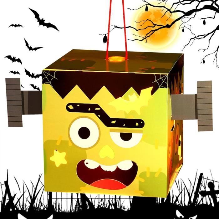 Lanterne Halloween - GF - 20cm - LED - Papier - Orange - Décoration