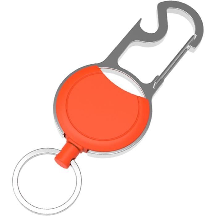Mousqueton Rétractable – Métal, Extensible Jusqu'à 38 Cm – Charge 0,1 Kg – Pour Clés, Camping, Randonnée, Vélo – Noir