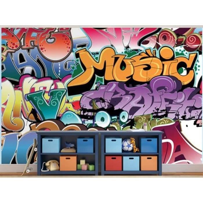 Tag Graffiti Musique Adolescent Chambre Papier Peint Achat Vente Papier Peint Tag Graffiti Musique Cdiscount