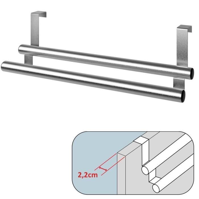 Porte-serviettes Pivotant 180° | 2 Bras + Crochet | Fixation Adhésive Ou Vis | Capacité 50 Kg | Argent Mat