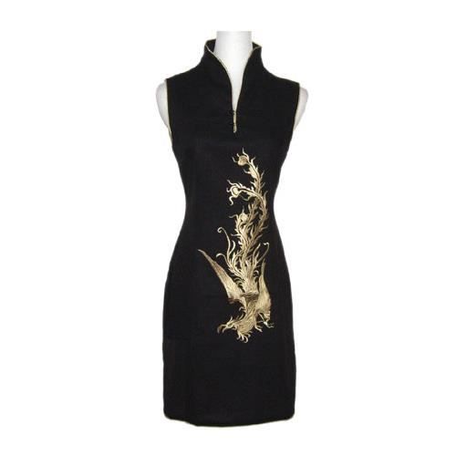 Robe Tunique Noire Avec Perles Dorées - Taille 42 - Occasion En Très Bon état - Marque MiM
