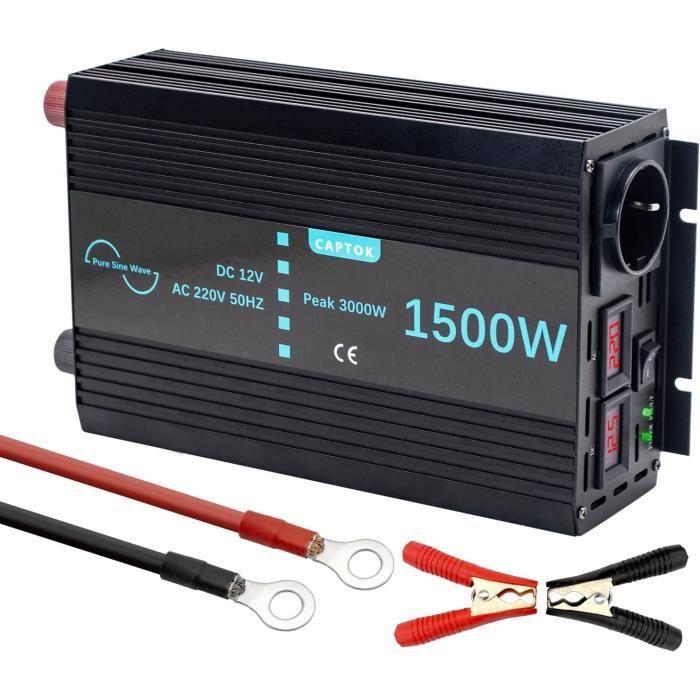 Convertisseur 12V/230V 1500W Pur Sinus - Pour Camping-car Et Voiture Avec USB